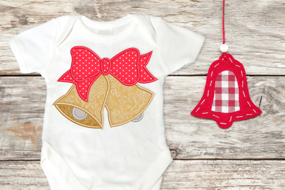 Christmas Bells with Bow Applique