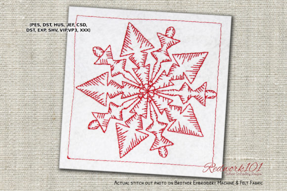 Christmas Snowflake Mandala Redwork